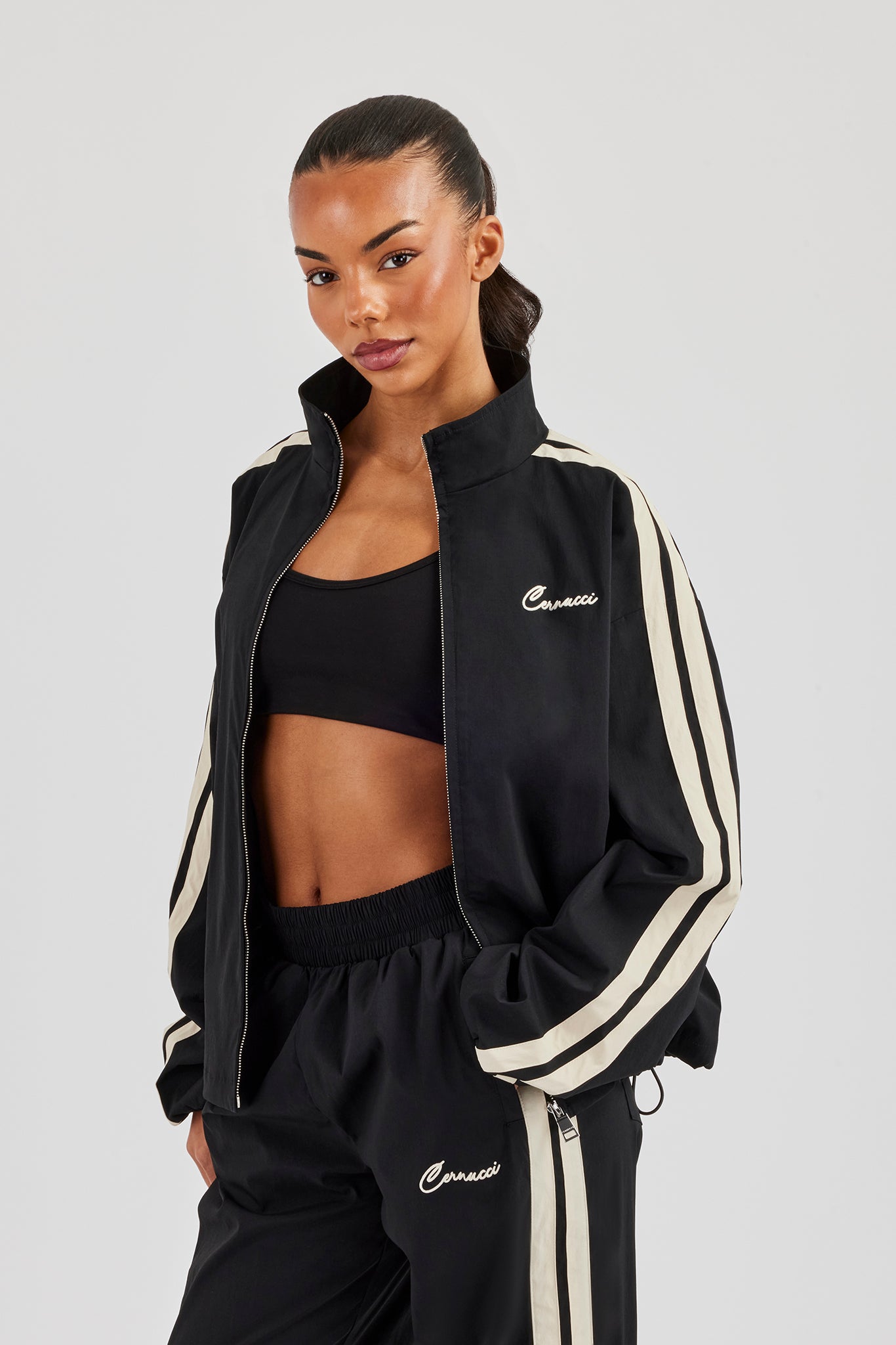 Nylon Taping Track Jacket - Black